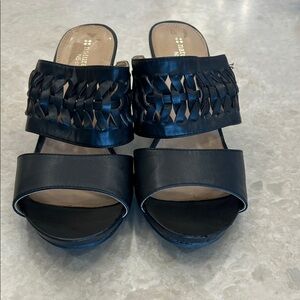 Naturalizer Black Woven Leather Clogs